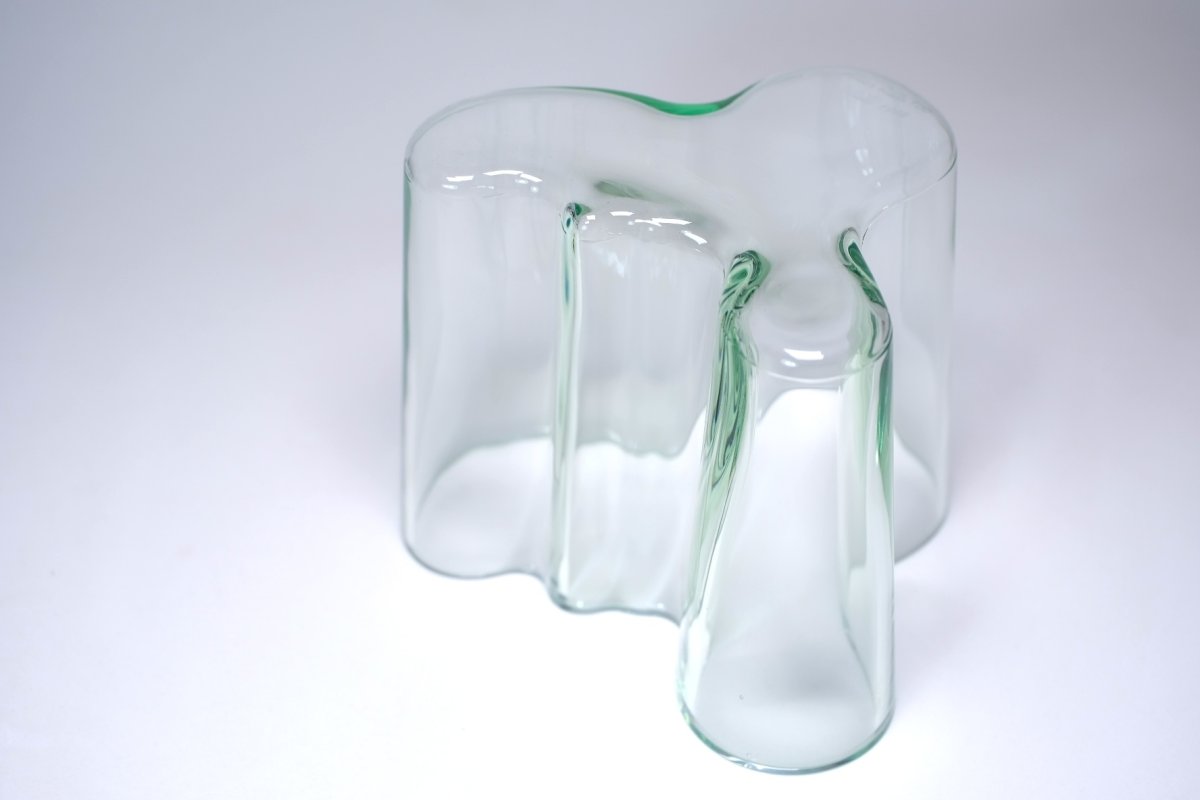 画像8: iittala/イッタラ/ALVAR AALTO/Savoy vas/アルヴァ・アアルトコレクション ベース/H12cm/アアルト誕生100周年/限定カラー初期クリア/1998年 (8)