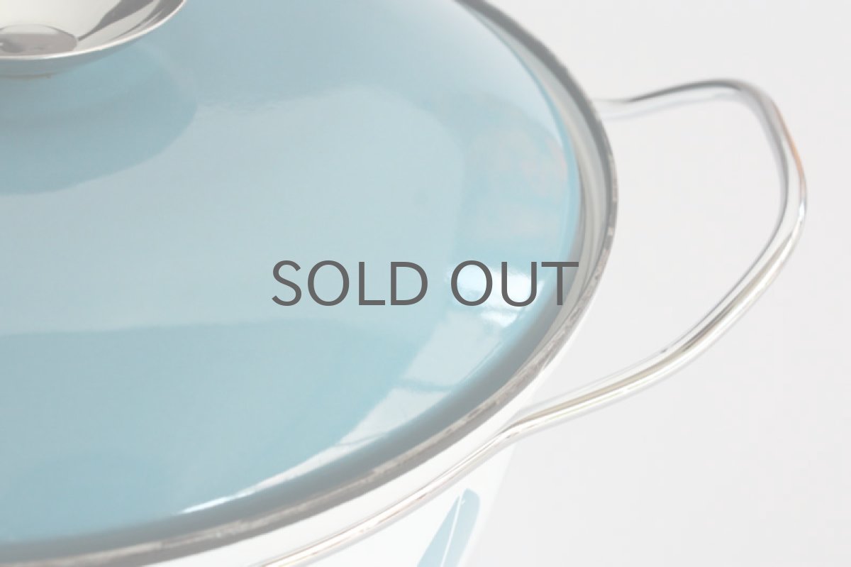 画像2: CATHERINE HOLM Lotus キャサリンホルム ロータス 両手鍋 22cm 白&ターコイズブルー (2)