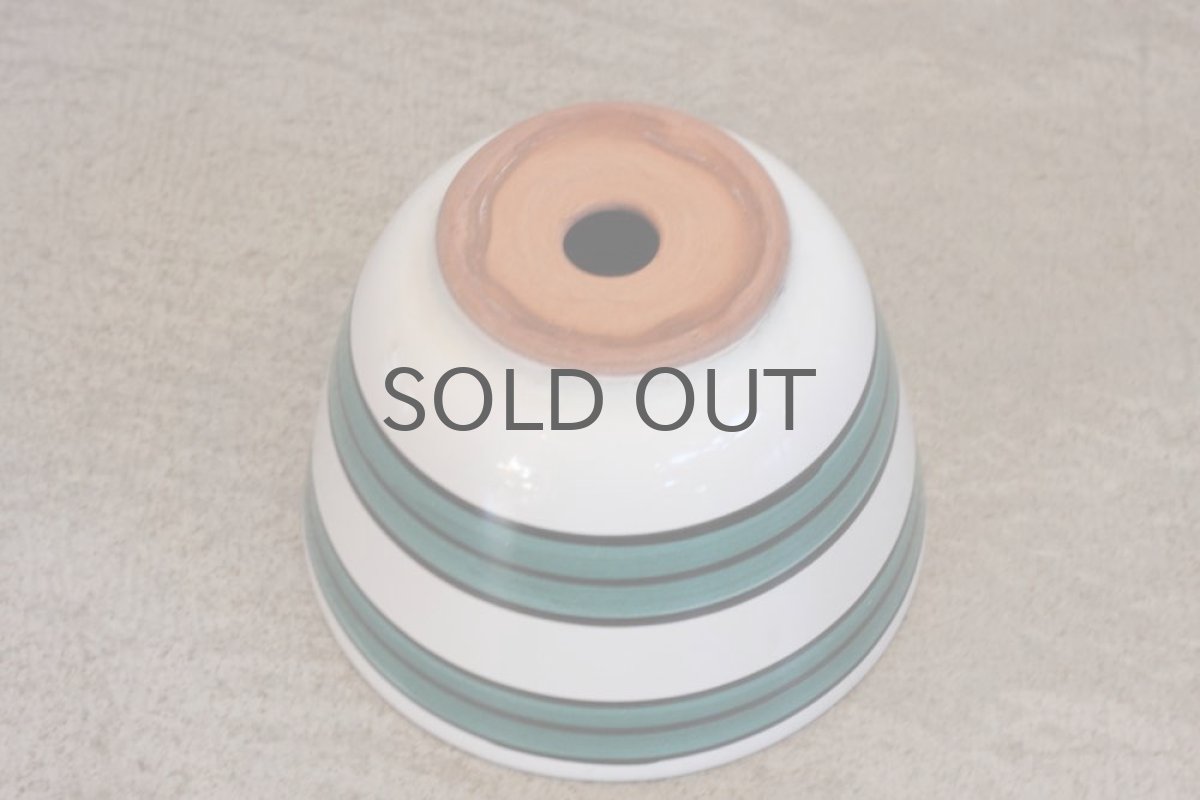 画像3: 北欧スウェーデン／ビンテージフラワーポット／グリーンボーダー/値下げ (3)