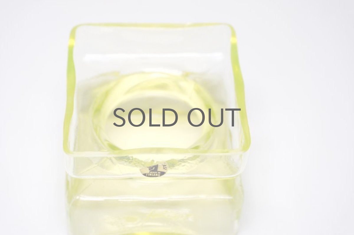 画像2: ビンテージ北欧雑貨/Riihimaen/リーヒマエン・ラシ/Lasi Pala/花瓶/イエロー/Mサイズ (2)