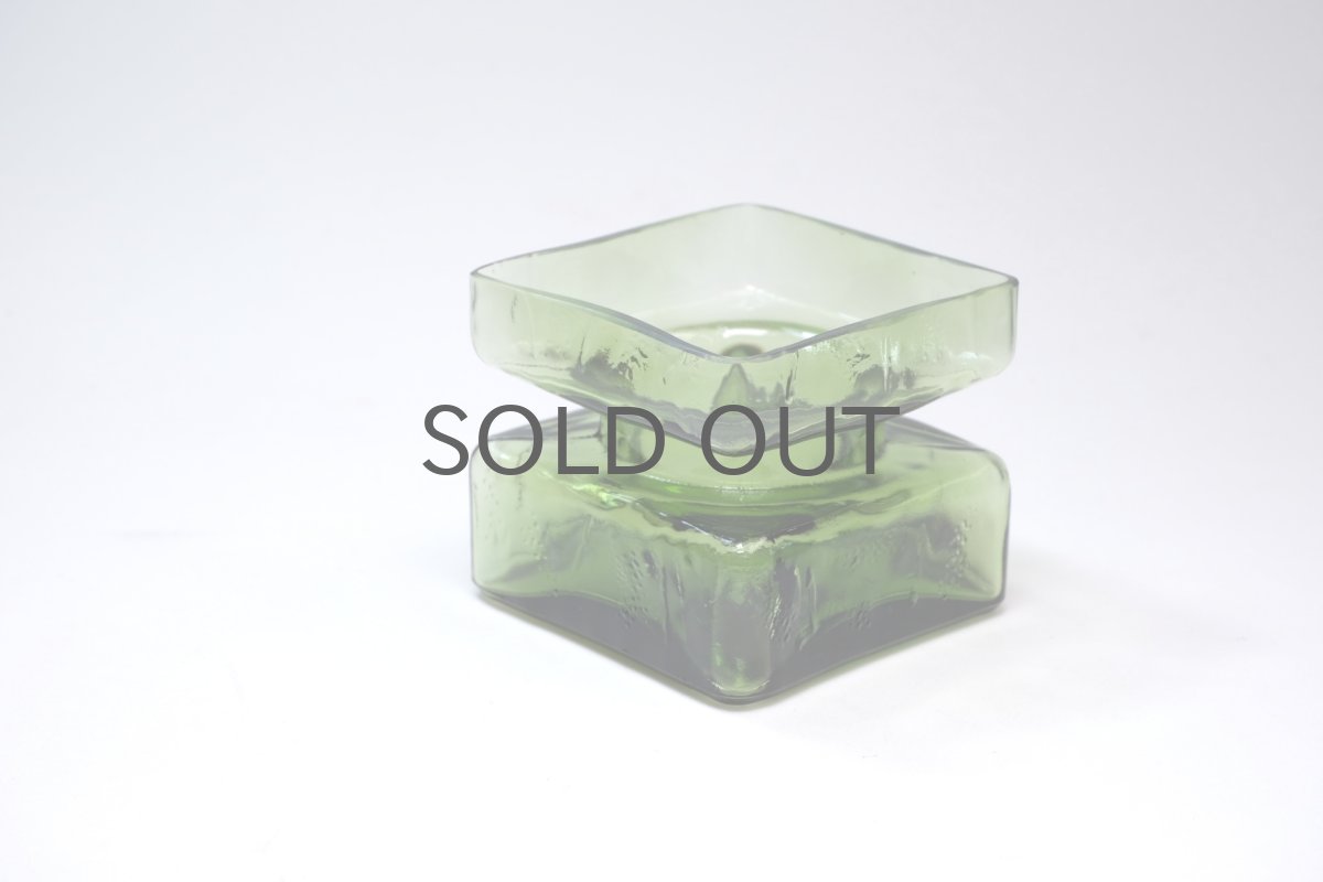 画像2: ビンテージ北欧雑貨/Riihimaen Lasi /リーヒマエン・ラシ/Pala/パラ/花瓶/モスグリーン/Mサイズ (2)