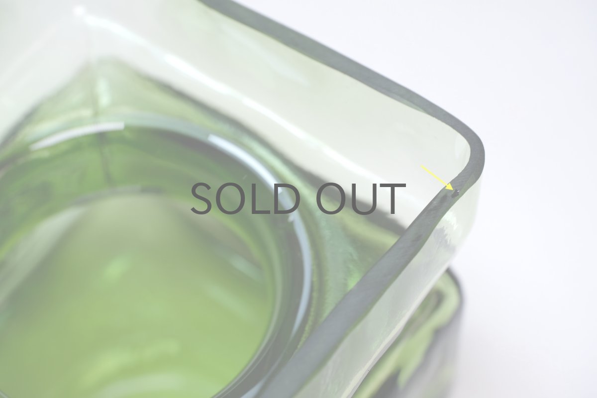 画像4: ビンテージ北欧雑貨/Riihimaen Lasi /リーヒマエン・ラシ/Pala/パラ/花瓶/モスグリーン/Mサイズ (4)