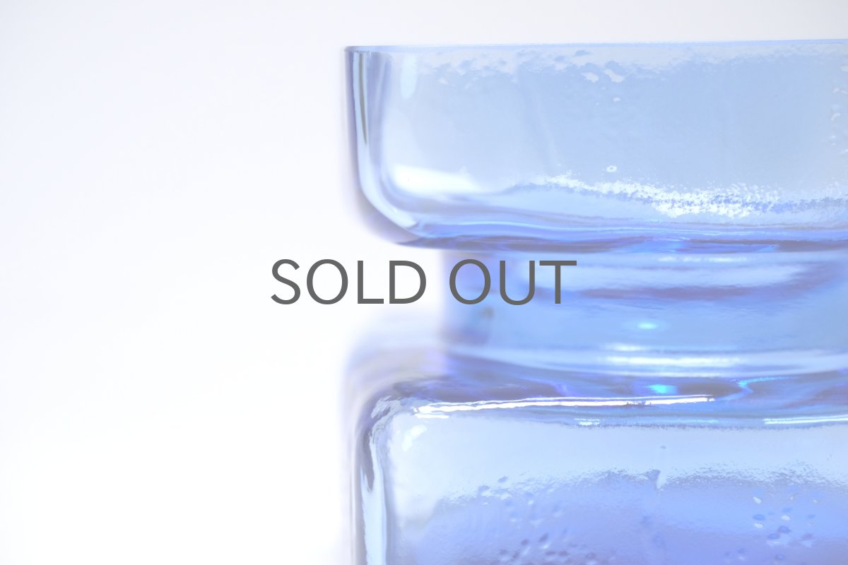 画像4: ビンテージ北欧雑貨/Riihimaen Lasi /リーヒマエン・ラシ/Pala/パラ/花瓶/ブルー/Mサイズ/No.1 (4)