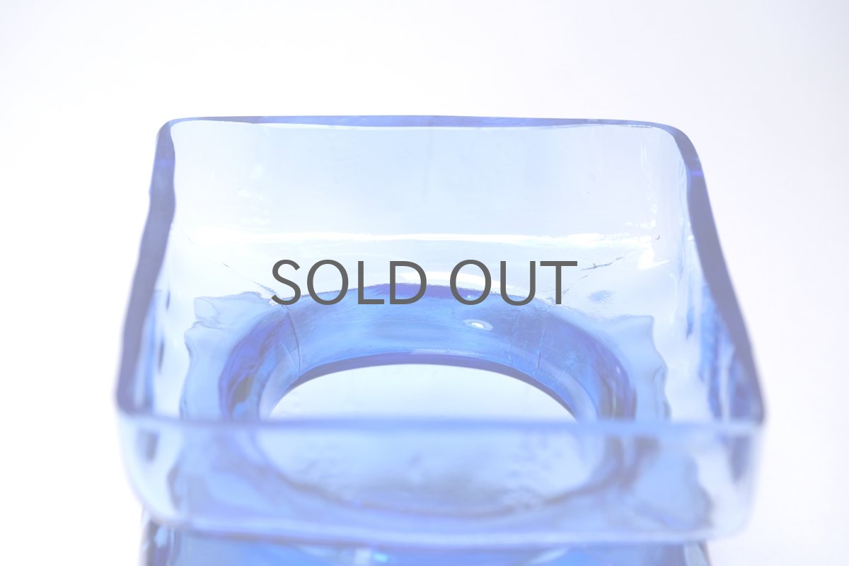 画像3: ビンテージ北欧雑貨/Riihimaen Lasi /リーヒマエン・ラシ/Pala/パラ/花瓶/ブルー/Mサイズ/No.1 (3)