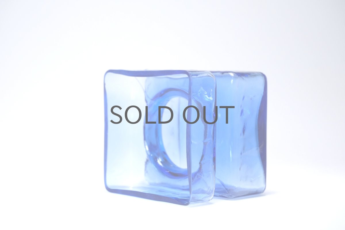 画像3: ビンテージ北欧雑貨/Riihimaen Lasi /リーヒマエン・ラシ/Pala/パラ/花瓶/ブルー/Mサイズ/No.2 (3)