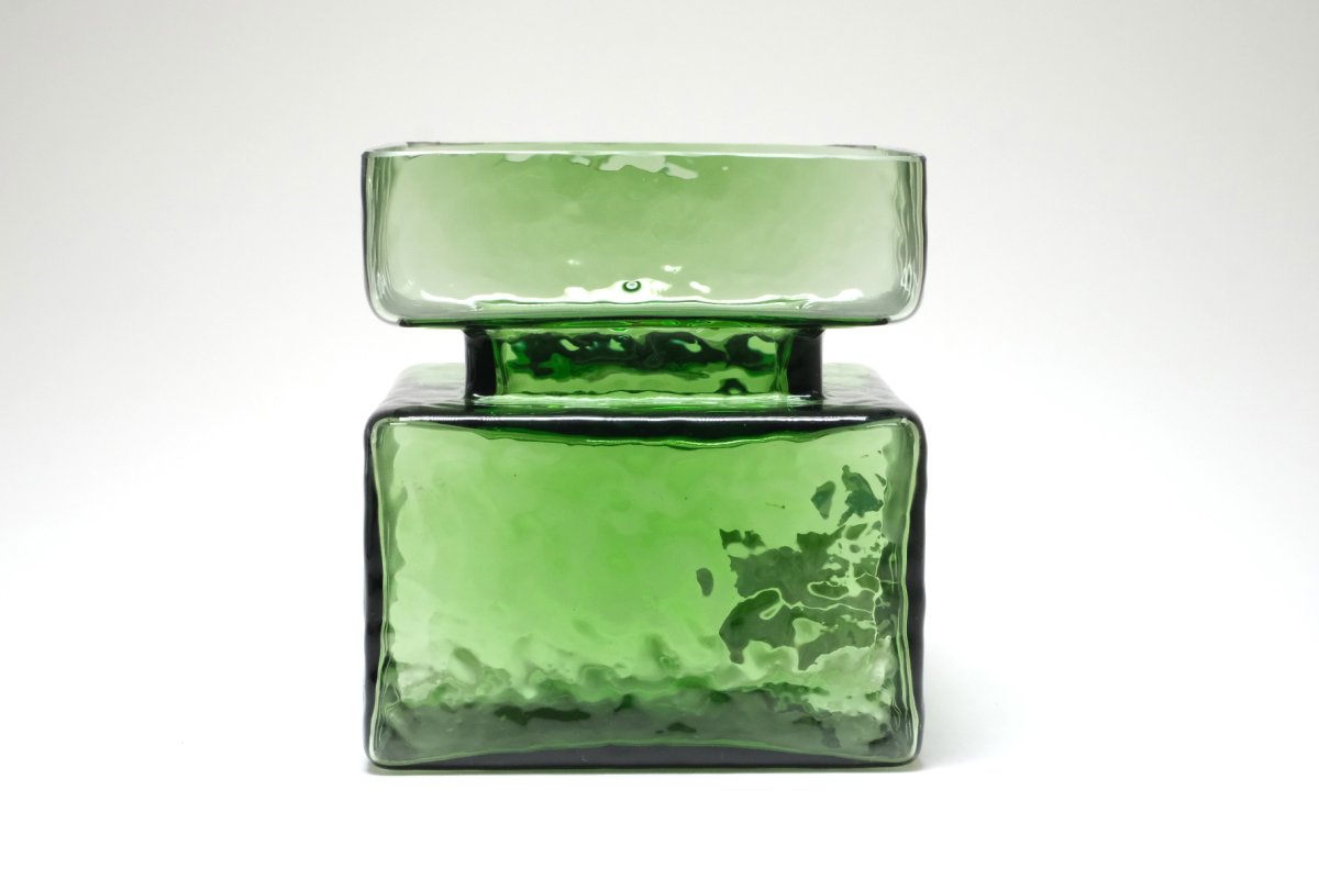 画像1: 北欧雑貨/Riihimaen Lasi/リーヒマエンラシ/Pala/パラシリーズ/花瓶/モスグリーン/Lサイズ (1)