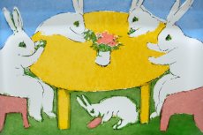 画像2: iittala/イッタラ /Helja Liukko Sundstrom/ヘルヤ・リウッコ・スンドストロム/glass cards/グラスカード/Negotiation bunny /ウサギたちの相談/Sサイズ (2)