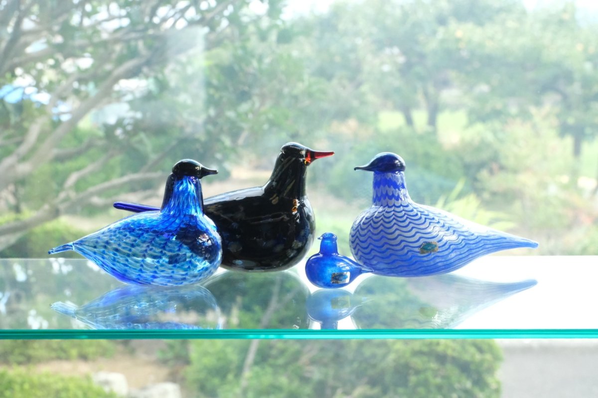 画像9: 北欧アートガラス/iittala/イッタラバード/Oiva Toikka/オイバトイッカ/Hippiainen/ヒッピアイネン/Golden-Crested Kinglet/ブルー (9)