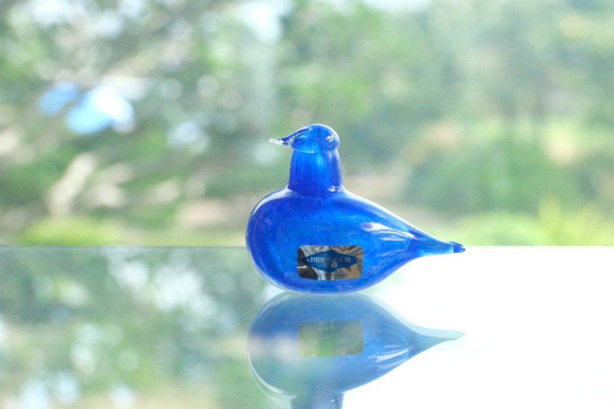 画像8: 北欧アートガラス/iittala/イッタラバード/Oiva Toikka/オイバトイッカ/Hippiainen/ヒッピアイネン/Golden-Crested Kinglet/ブルー (8)