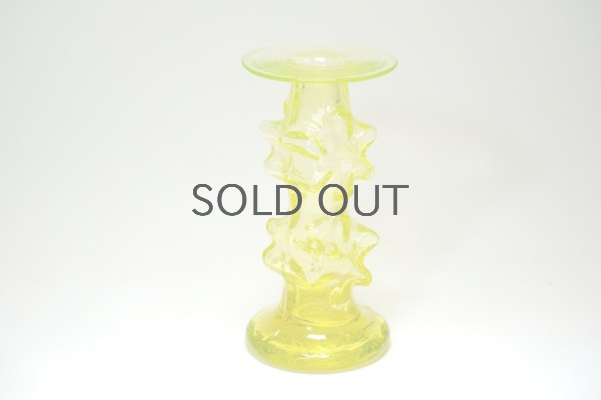 画像5: 北欧ビンテージ雑貨/フィンランド/Riihimaen Lasi/リーヒマエンラシ/Kasperi/Erkkitapio Siiroinen/イエロー2連/ウランガラス (5)