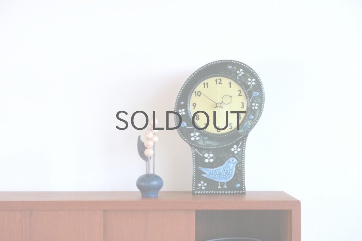 画像11: Rorstrand/ロールストランド/Sylvia Leuchovius/ シルヴィア・レウショブス/置き時計/小鳥/ダークグリーン/ヒビあり (11)