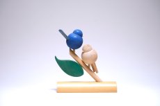 画像2: 北欧インテリアビンテージ雑貨/フィンランド製/aarikka/アーリッカ/木製オブジェ/２羽の小鳥＋葉 (2)