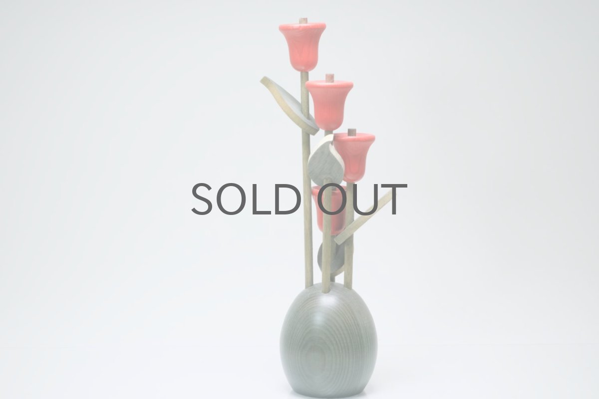 画像2: 北欧インテリアビンテージ雑貨/フィンランド製/aarikka/アアリッカ/木製オブジェ/レッド花 (2)