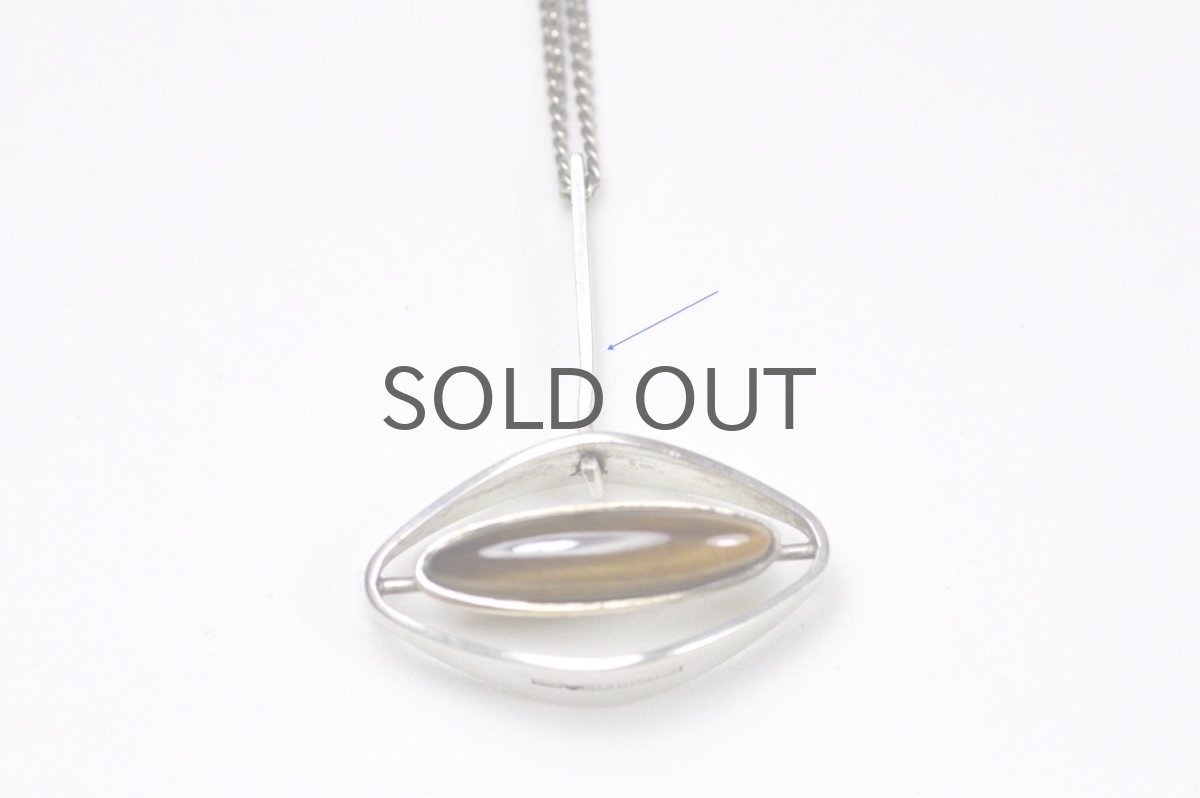 画像3: フィンランドヴィンテージアクセサリー/kauppi Elis/シルバー✕タイガーアイ/ペンダント (3)