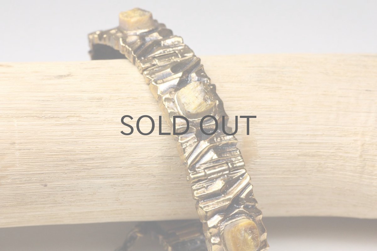 画像2: フィンランド/ヴィンテージアクセサリー/Pentti Sarpaneva/ブロンズ/KELO/タイガーアイブレスレッド/No.2 (2)