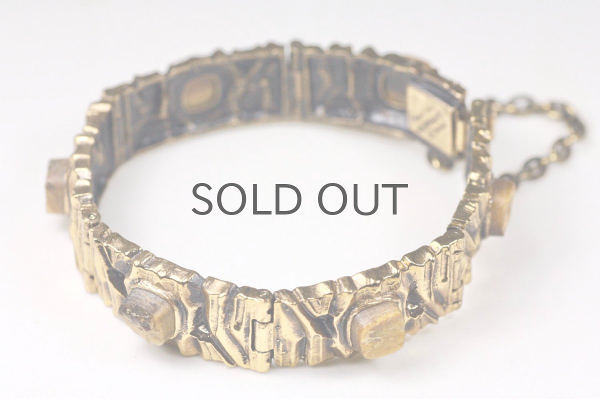 画像7: フィンランド/ヴィンテージアクセサリー/Pentti Sarpaneva/ブロンズ/KELO/タイガーアイブレスレッド/No.2 (7)