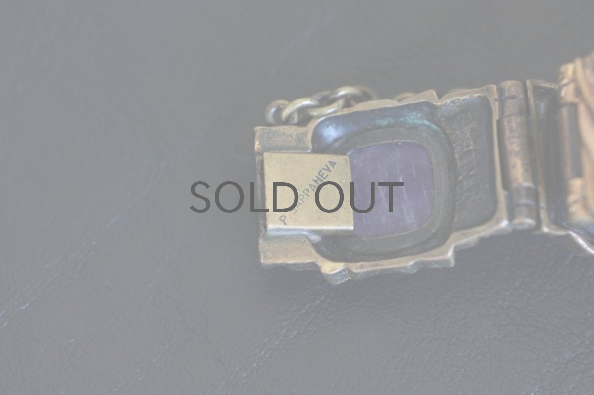 画像3: フィンランドヴィンテージアクセサリー Pentti Sarpaneva ブロンズ×アメジストブレスレットNo.5 (3)