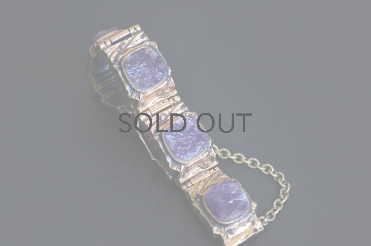 画像2: フィンランドヴィンテージアクセサリー Pentti Sarpaneva ブロンズ×アメジストブレスレットNo.5 (2)