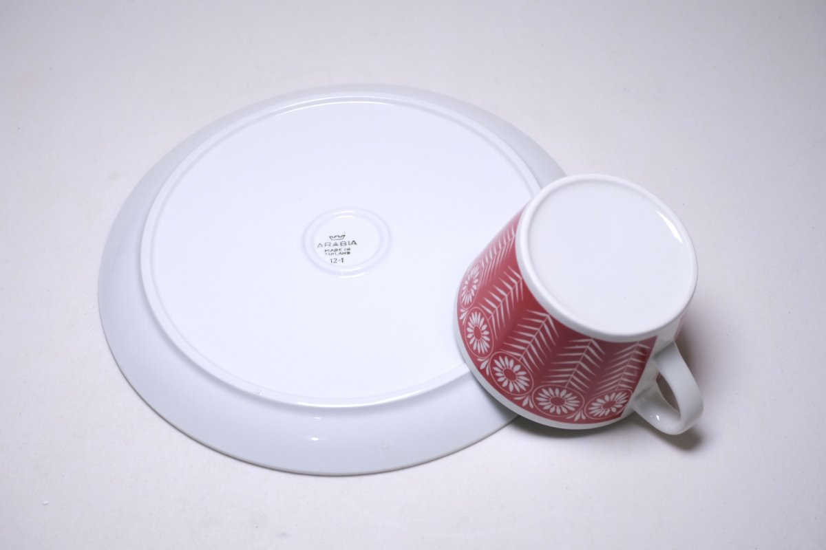 画像7: ARABIA/アラビア/Riikinkukko/ピーコック/BA&BT TVset/ディジー/レッド/未使用？/No.2 (7)