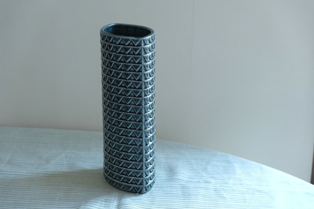 画像4: 北欧ビンテージ/ARABIA/アラビア/Kaarina Aho/カーリナ・アホ/Harlekiini/ベース/ブルーグレー/高さ24cm/B品 (4)