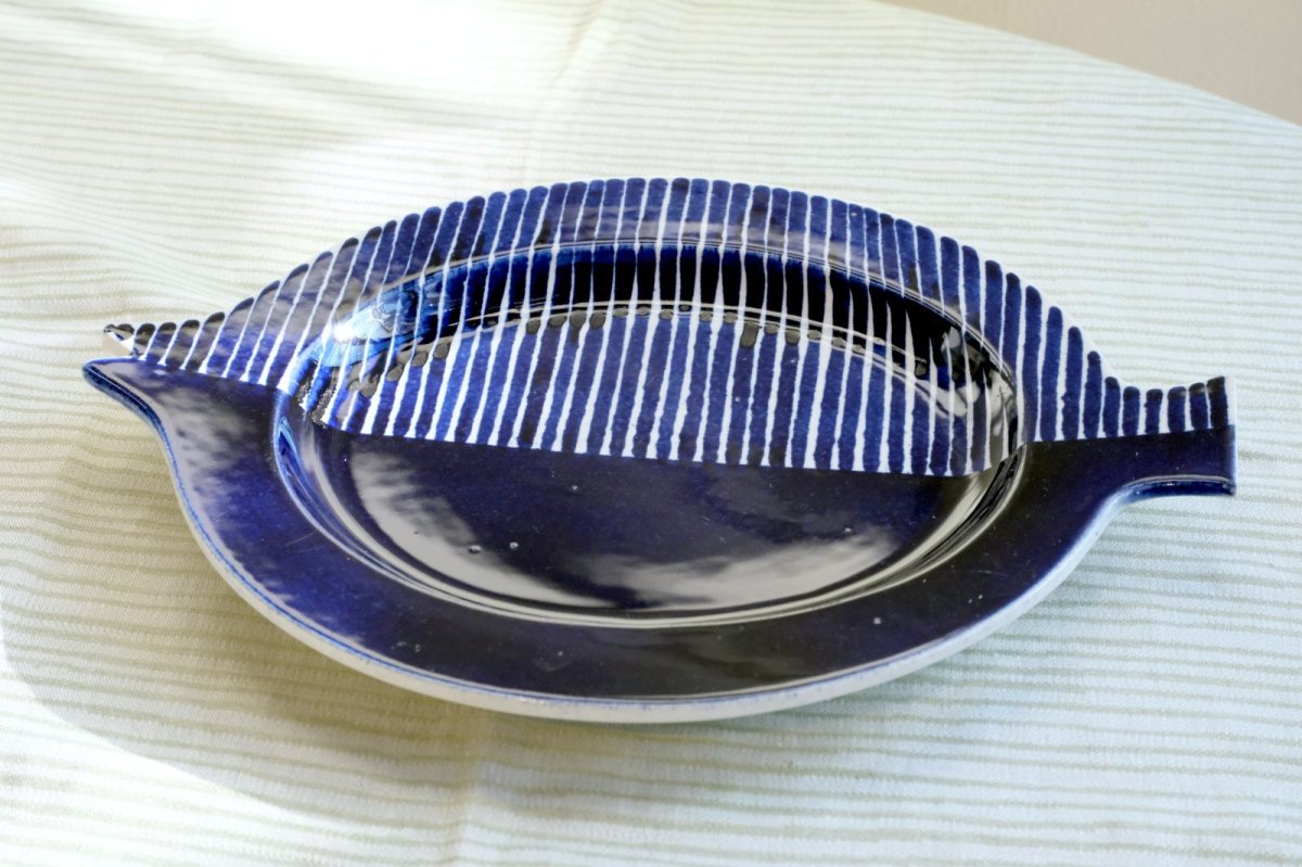 画像2: ARABIA/アラビア/Gunvor Olin-Gronqvist/フィッシュ/29cmプレート/ブルー (2)