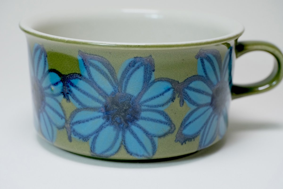 画像5: ARABIA/アラビア/Hilkka-Lisa Ahola/ヒルッカ・リサ・アホラ/ブルーフラワー＆オリーブベース/ティカップ＆ソーサー (5)