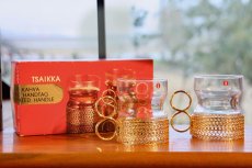 画像4: iittala/イッタラ/TSAIKKA/ゴールドホルダー&クリアグラス/オリジナルボックス付き/2個セット/未使用品 (4)