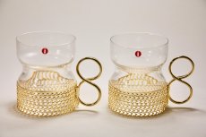 画像1: iittala/イッタラ/TSAIKKA/ゴールドホルダー&クリアグラス/オリジナルボックス付き/2個セット/未使用品 (1)