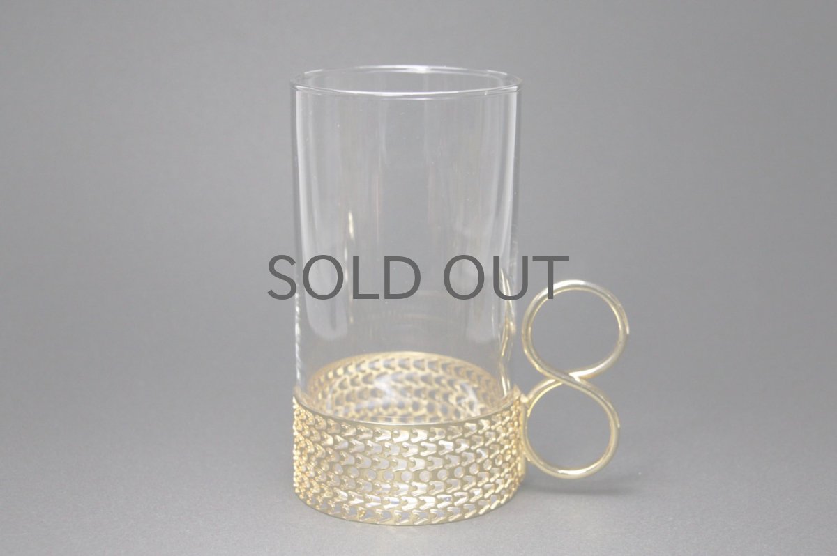 画像1: iittala/イッタラ/TSAIKKA/ゴールドホルダー&クリアロンググラス/24Karaatti/No.1 (1)