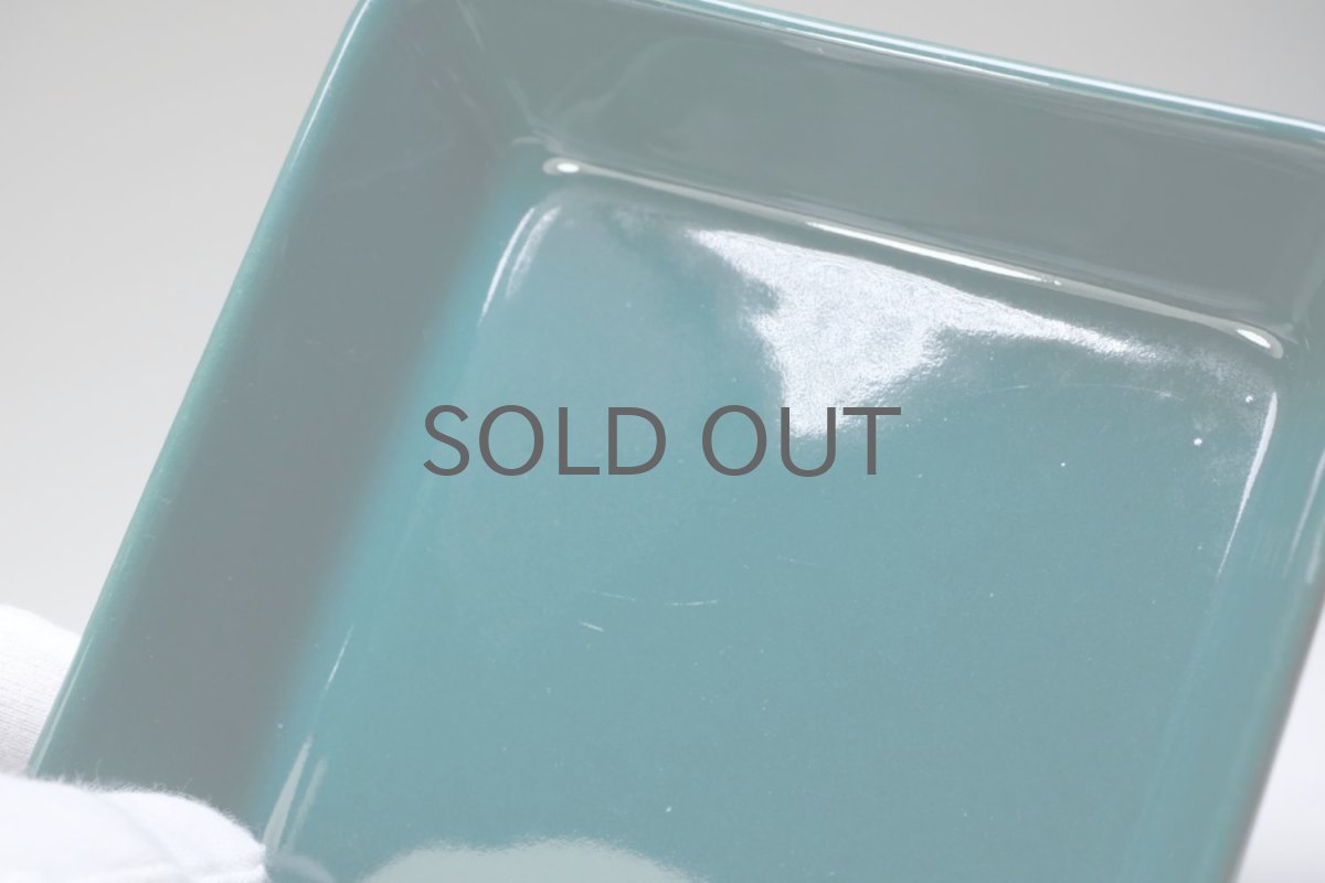 画像6: 北欧食器/ビンテージ/ARABIA/アラビア/Kilta/キルタ/スクエアープレート/グリーン/籐トレイハンドル (6)