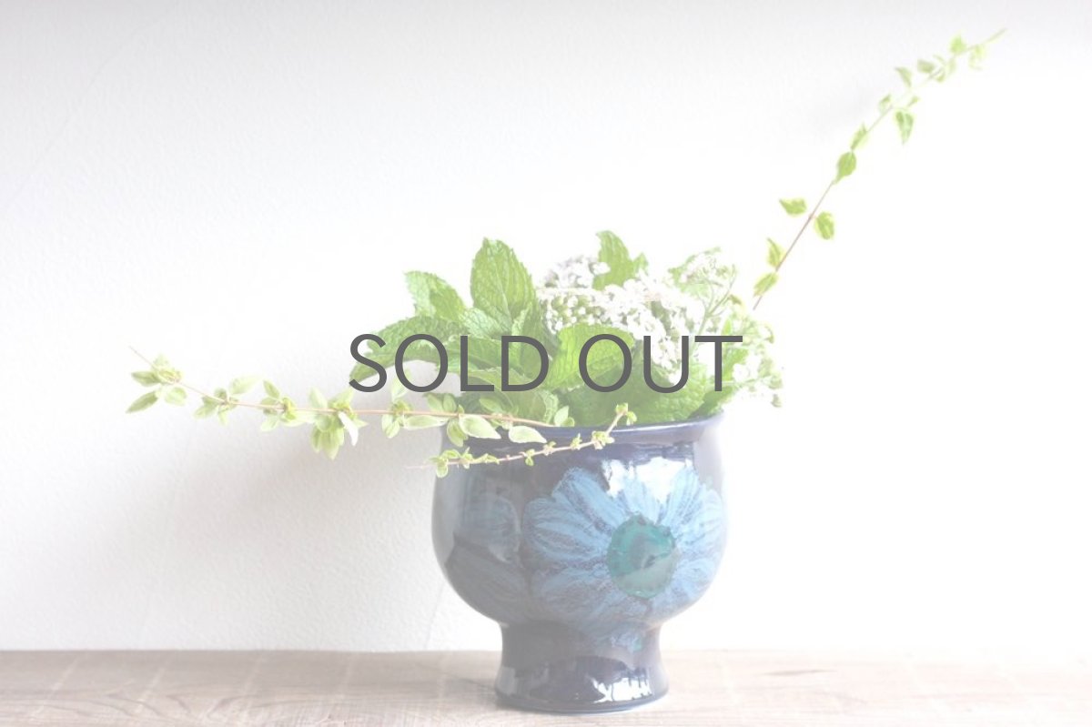 画像7: ビンテージ ARABIA/アラビア/AHOLA/アホラのブルーフラワーベース (7)