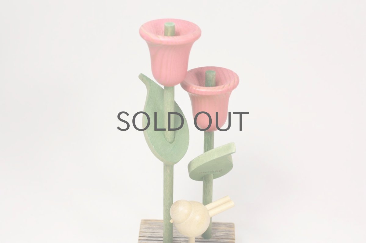 画像3: 北欧インテリアビンテージ雑貨/フィンランド製/aarikka/アーリッカ/木製オブジェ/チューリップと小鳥 (3)