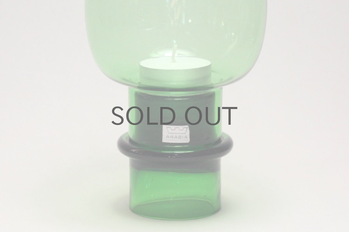 画像2: 北欧ビンテージガラス/ARABIA/キャンドルホルダー&キャンドルスタンド/グリーン (2)