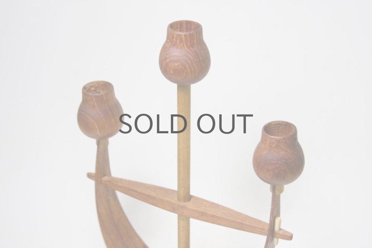 画像4: 北欧インテリア雑貨／デンマーク製／ビンテージチーク３連キャンドルスタンド (4)