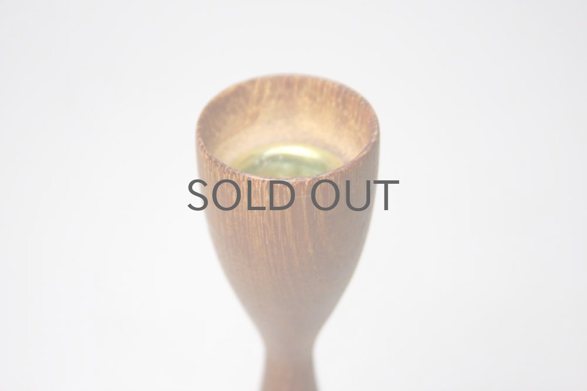 画像2: 北欧雑貨/ビンテージ/チークキャンドルホルダー/デンマーク製/Mサイズ (2)