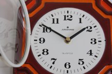 画像3: ヴィンテージ陶製　壁掛け時計　Junghans製 ドイツ レンガ×オレンジ　新品クロックムーブメント使用 (3)