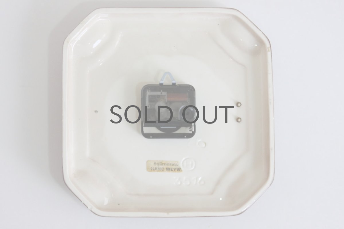 画像4: ヴィンテージ陶製 壁掛け時計 Junghans製 ドイツ レンガ×オレンジ 新品クロックムーブメント使用 (4)