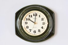 画像1: ビンテージ陶製壁掛け時計/KIENZLE製/ドイツ/ダークグリーン (1)