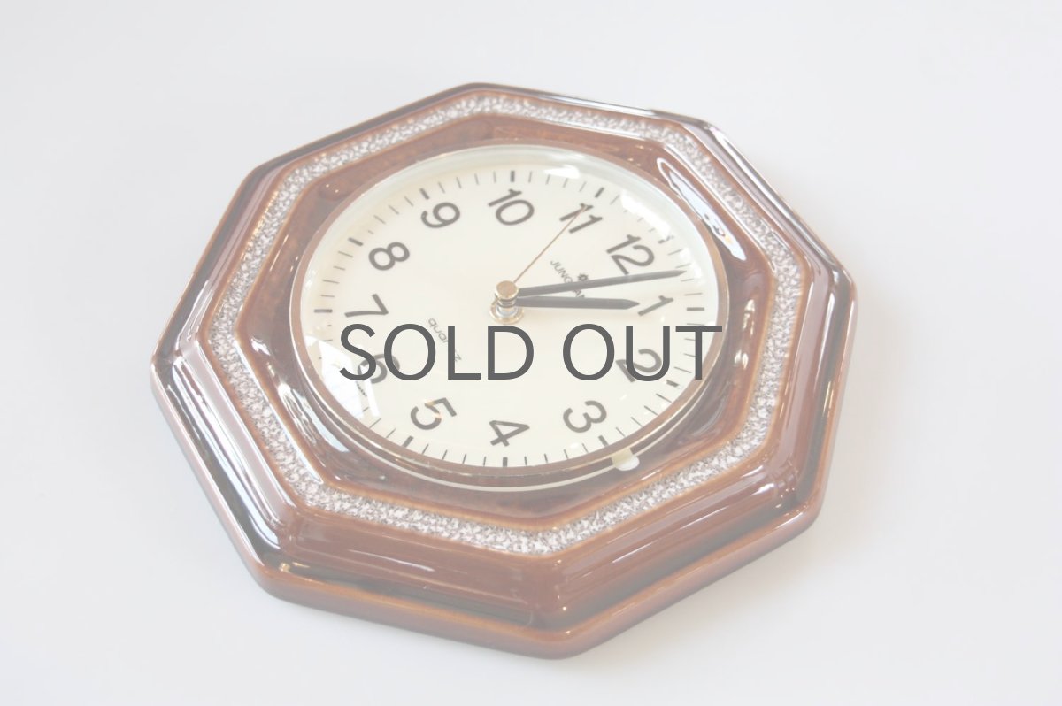 画像4: ビンテージ陶製壁掛け時計/Junghans製/ユンハンス/ドイツ/ブラウン (4)