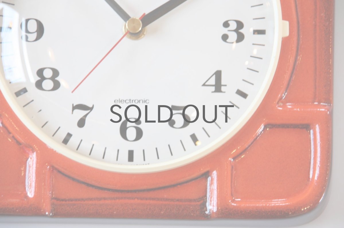 画像3: ビンテージ陶製壁掛け時計/BADUF製/ドイツ/オレンジ (3)