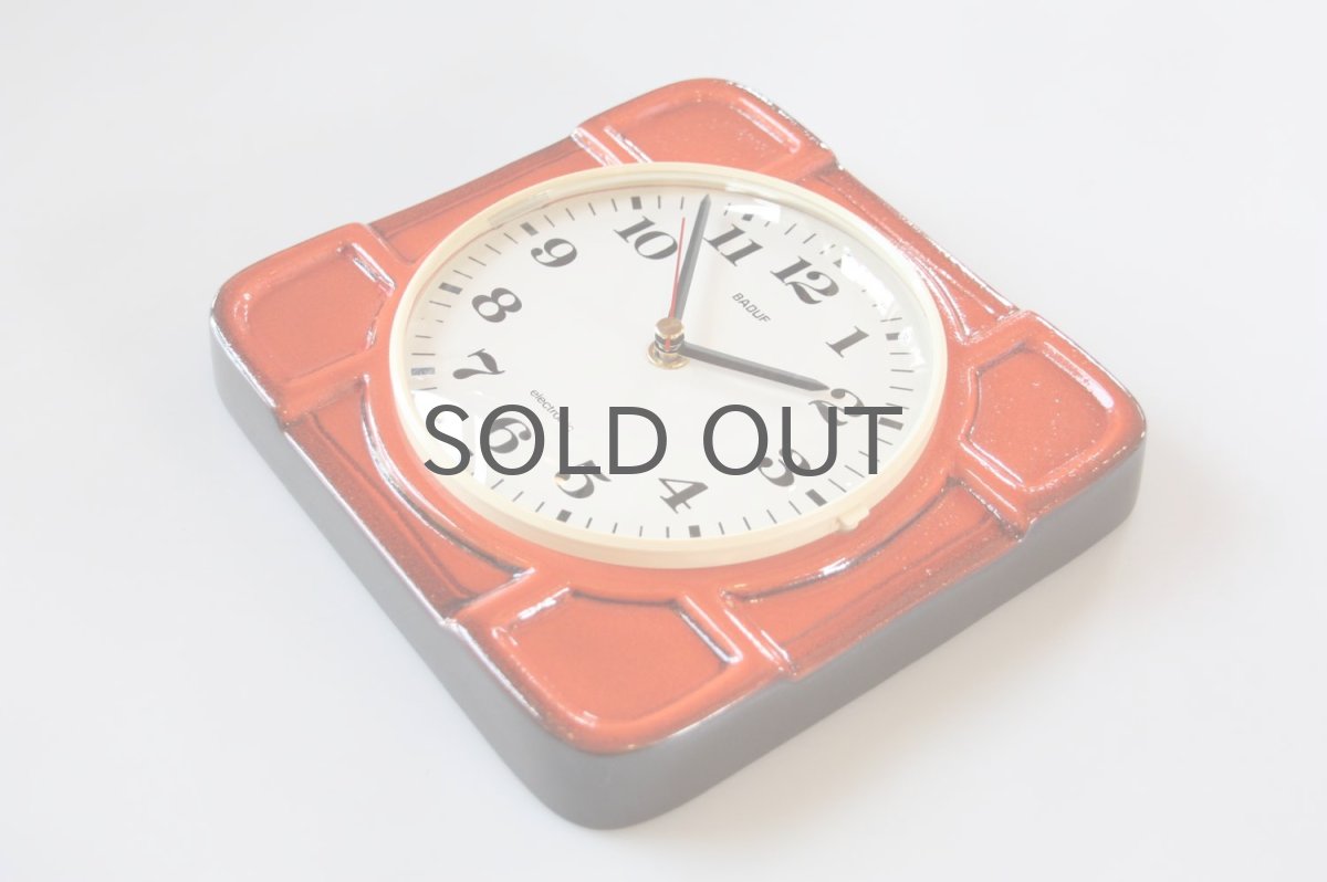 画像4: ビンテージ陶製壁掛け時計/BADUF製/ドイツ/オレンジ (4)