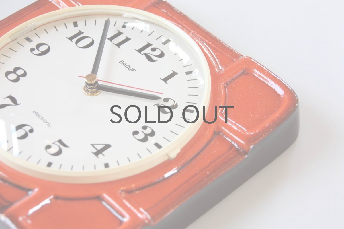 画像5: ビンテージ陶製壁掛け時計/BADUF製/ドイツ/オレンジ (5)