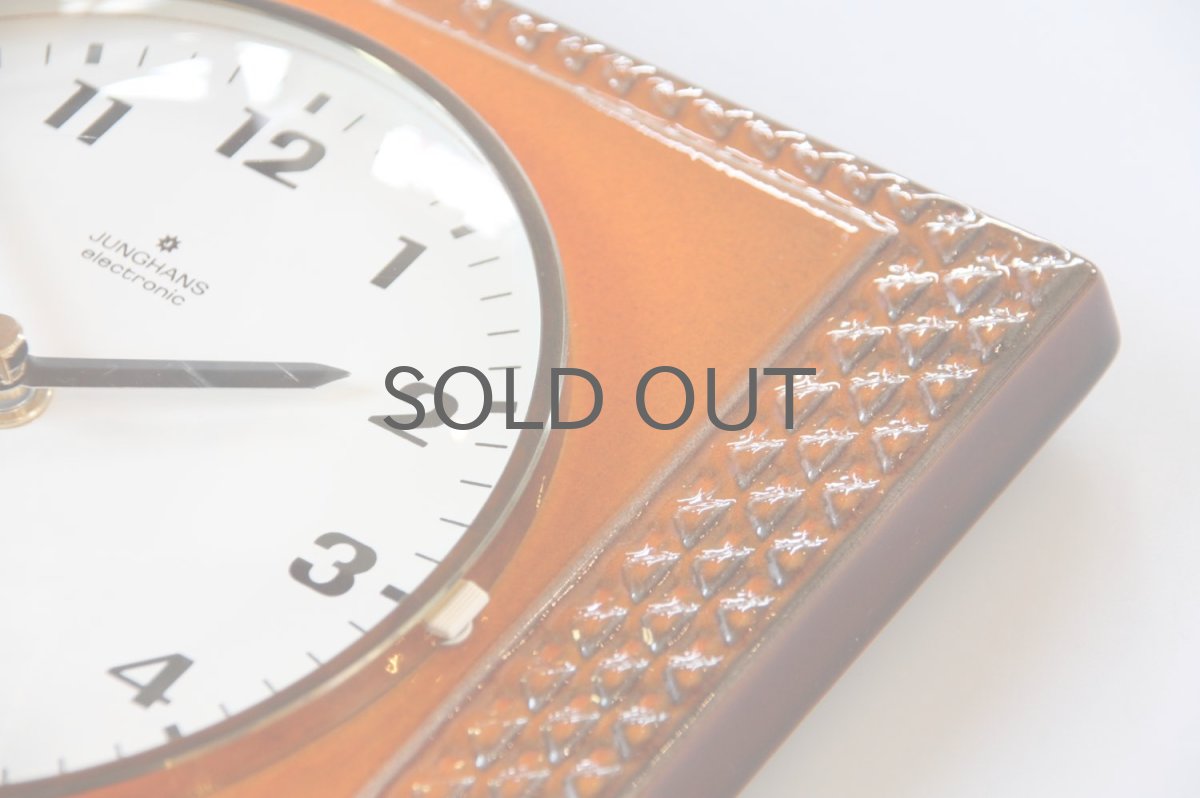 画像4: ビンテージ陶製壁掛け時計/Junghans製/ユンハンス/ドイツ/オレンジ (4)