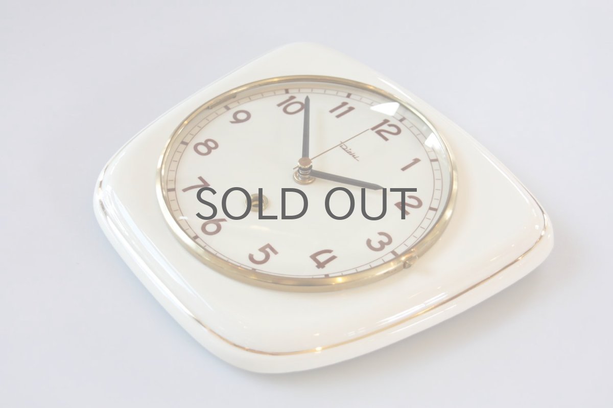 画像3: ビンテージ陶製壁掛け時計/Diehl製/ドイツ/アイボリー (3)