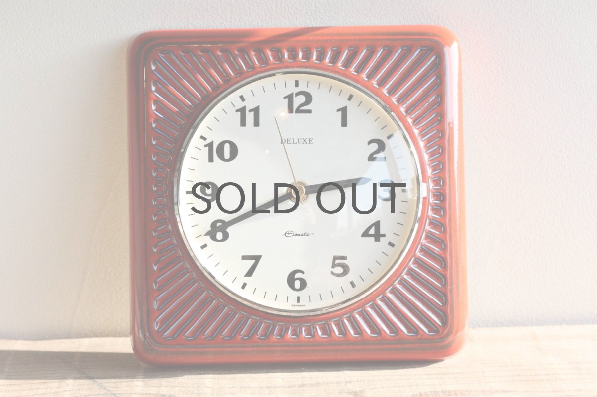 画像7: ビンテージ陶製壁掛け時計/Deluxe製/ドイツ/レッド (7)