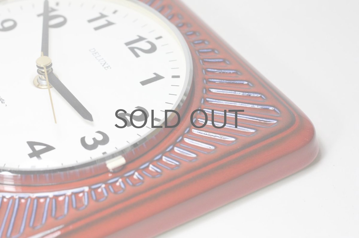 画像5: ビンテージ陶製壁掛け時計/Deluxe製/ドイツ/レッド (5)