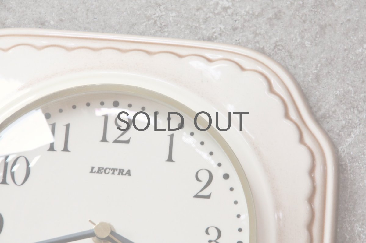 画像2: ビンテージ陶製壁掛け時計/Lectra/ドイツ/ベージュ (2)