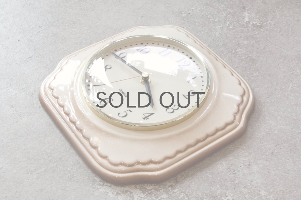 画像4: ビンテージ陶製壁掛け時計/Lectra/ドイツ/ベージュ (4)