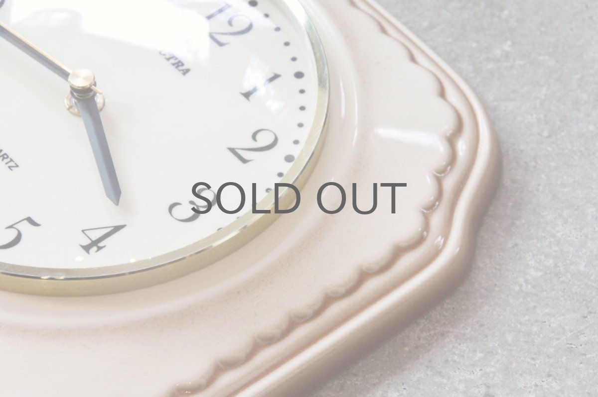 画像5: ビンテージ陶製壁掛け時計/Lectra/ドイツ/ベージュ (5)