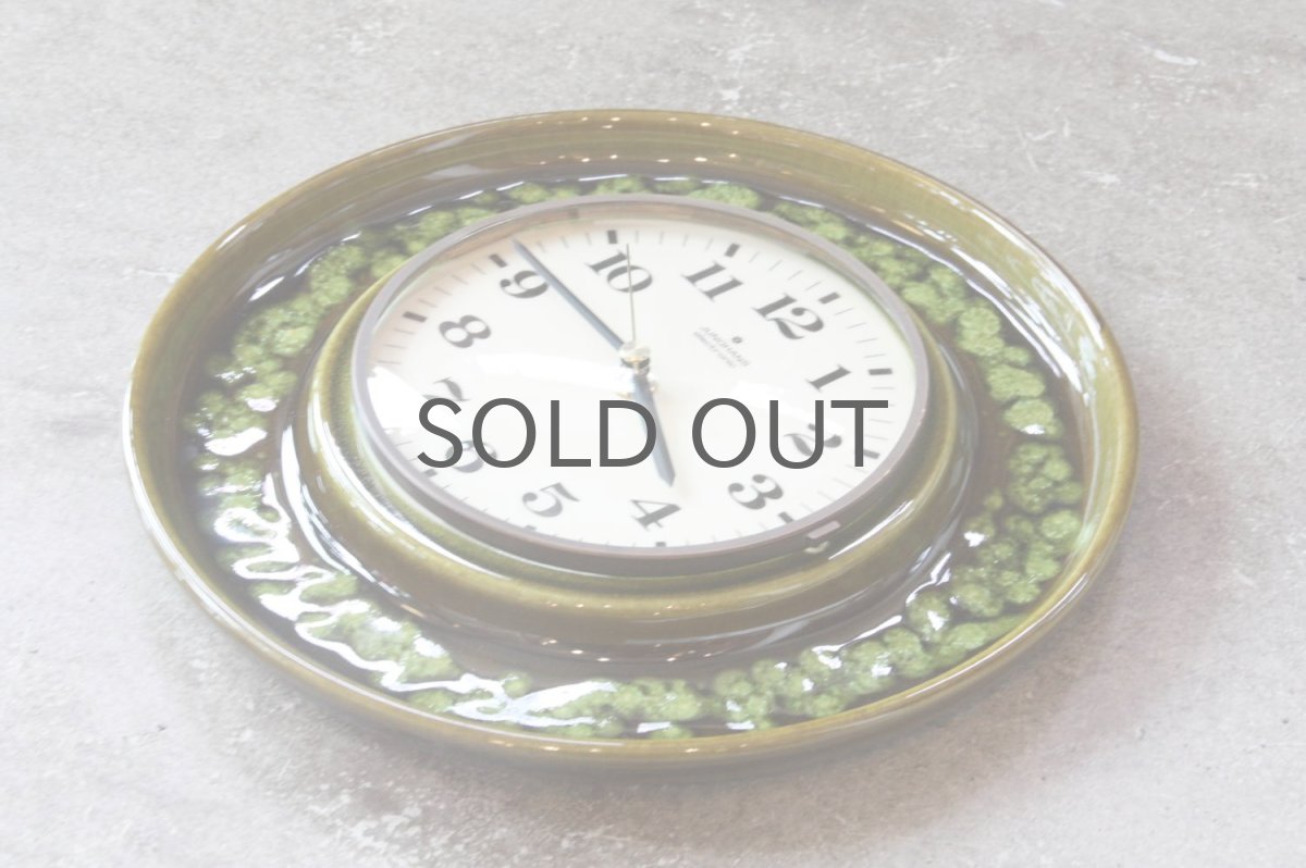 画像3: ビンテージ陶製壁掛け時計/Junghans/ドイツ/ダークグリーン (3)